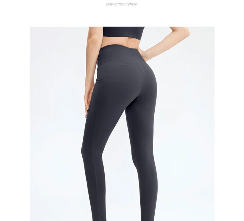 Leggings de Sport sans couture, taille haute avec poches