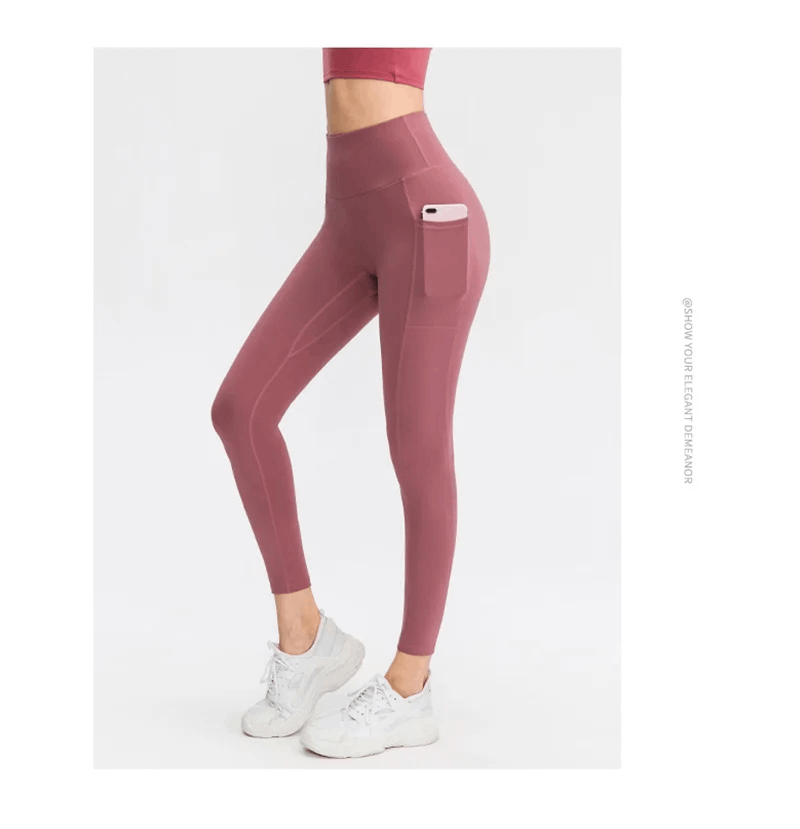 Leggings de Sport sans couture, taille haute avec poches