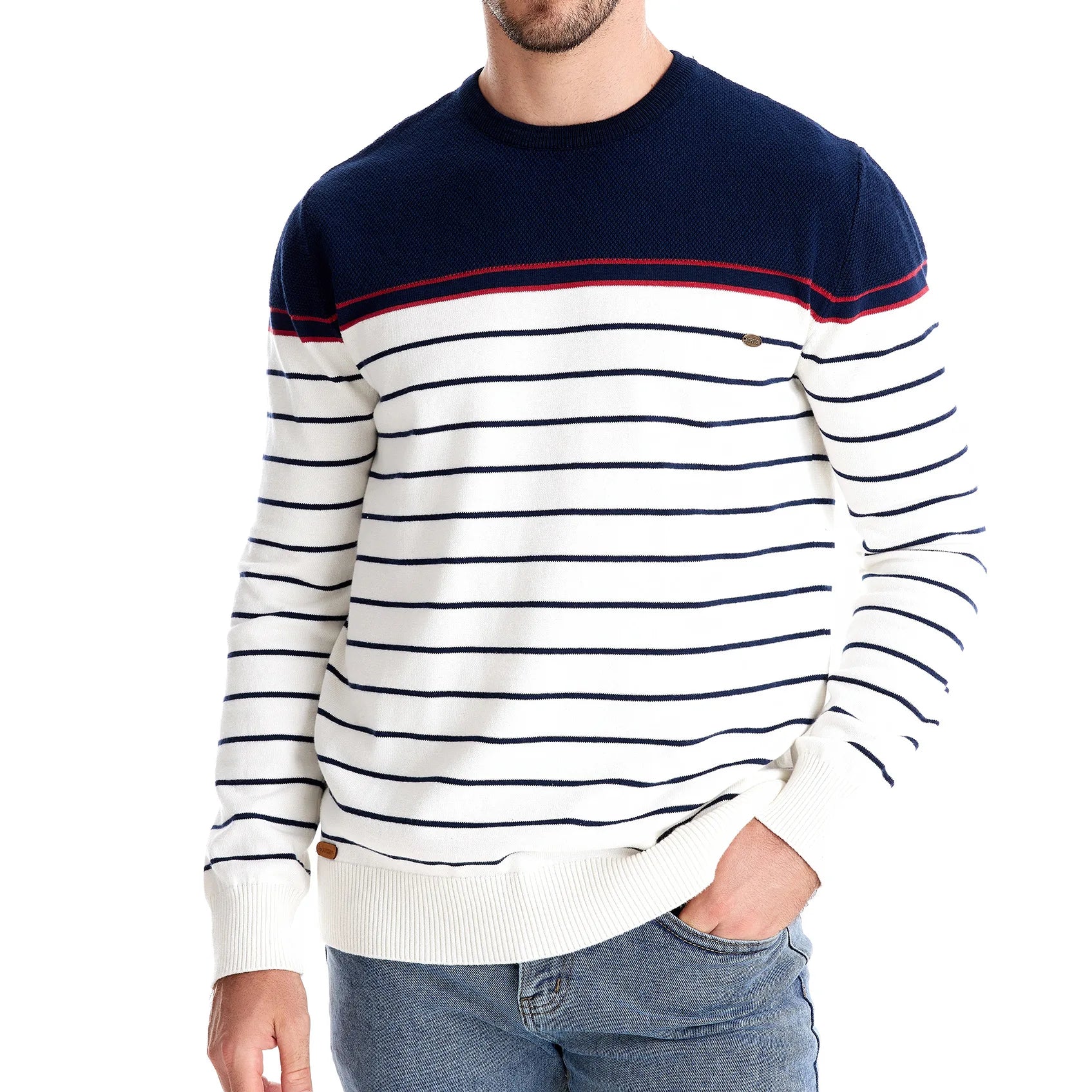 Pull Luxe Col Rond en Tissu Haut de Gamme