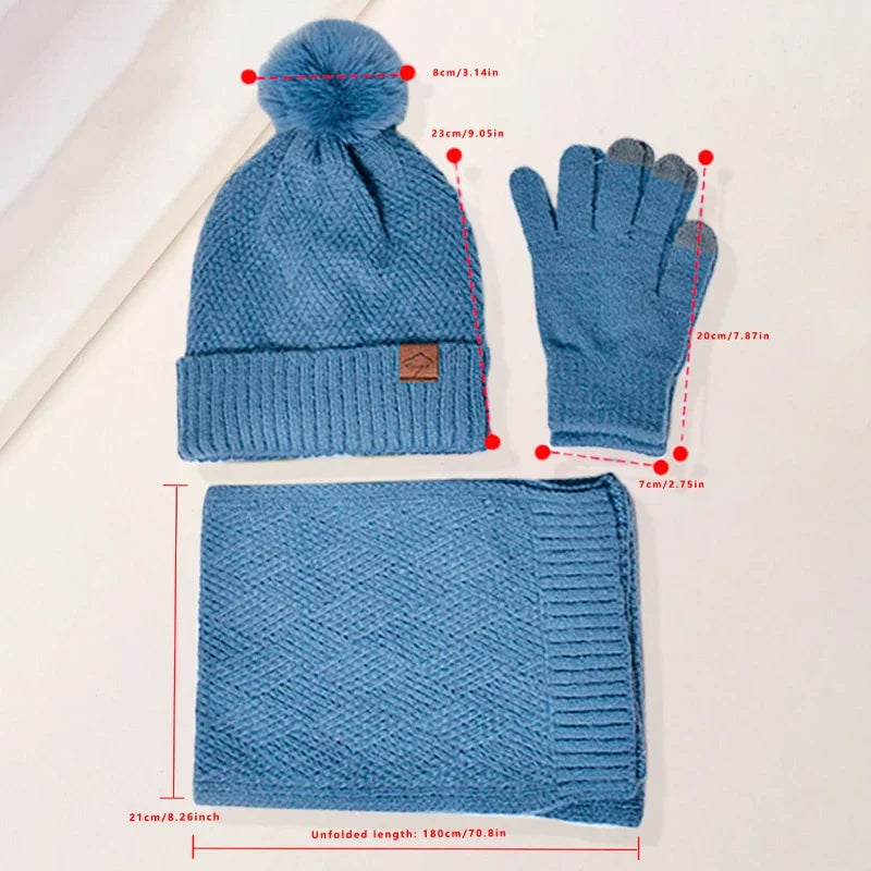 Winterset: Mütze, Schal und Touchscreen-Handschuhe