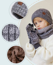 Ensemble Accessoires Hiver Enfant avec Gants Écran Tactile