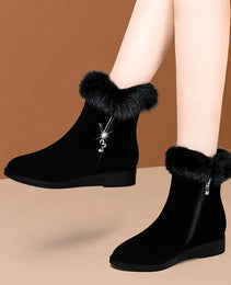 Bottes Mode Femme Hiver Noires avec Fourrure